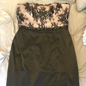 Stunning black, pale pink, & lace cocktail dress